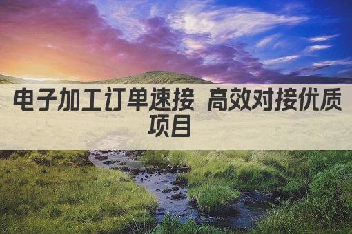 电子加工订单速接 高效对接优质项目 