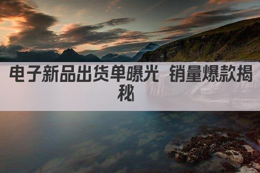 电子新品出货单曝光 销量爆款揭秘 